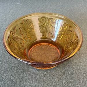 Amber Sandwich Glass Small Berry Bowl